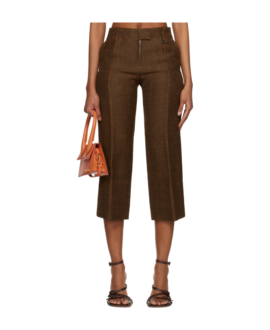 Jacquemus Le Pantalon Areia Cropped Trousers In Brown