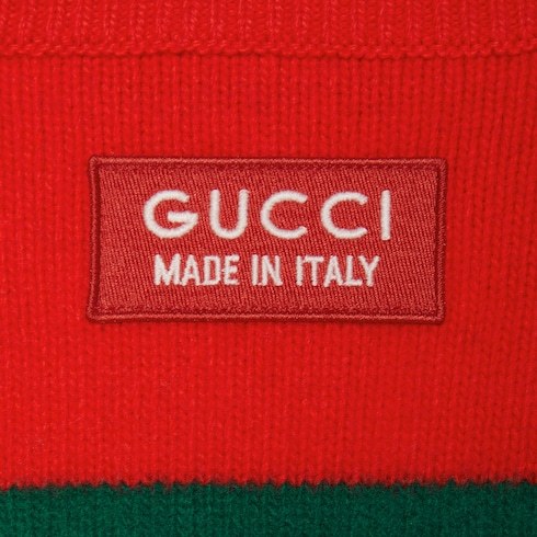 Gucci Striped Wool Blend V Neck Sweater In Red
