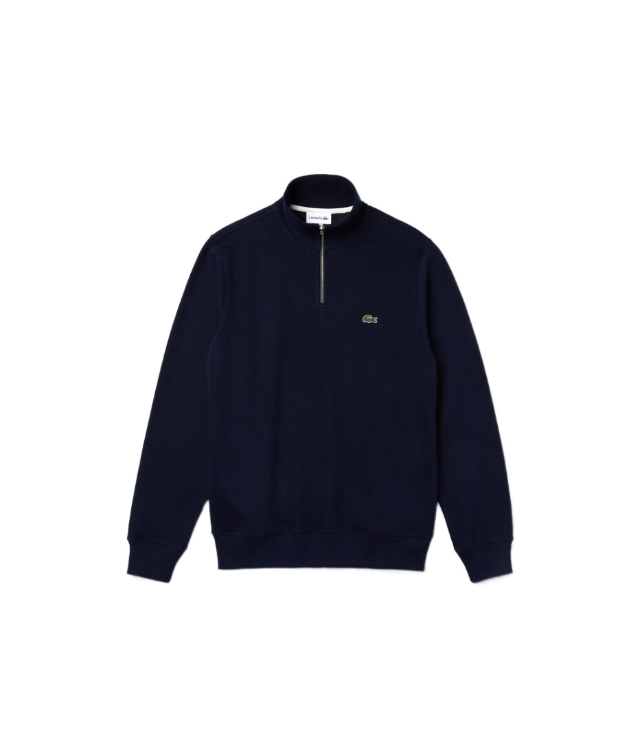 Lacoste Mens Core Essentials Quarter Zip Sweatshirt In Navy In Black