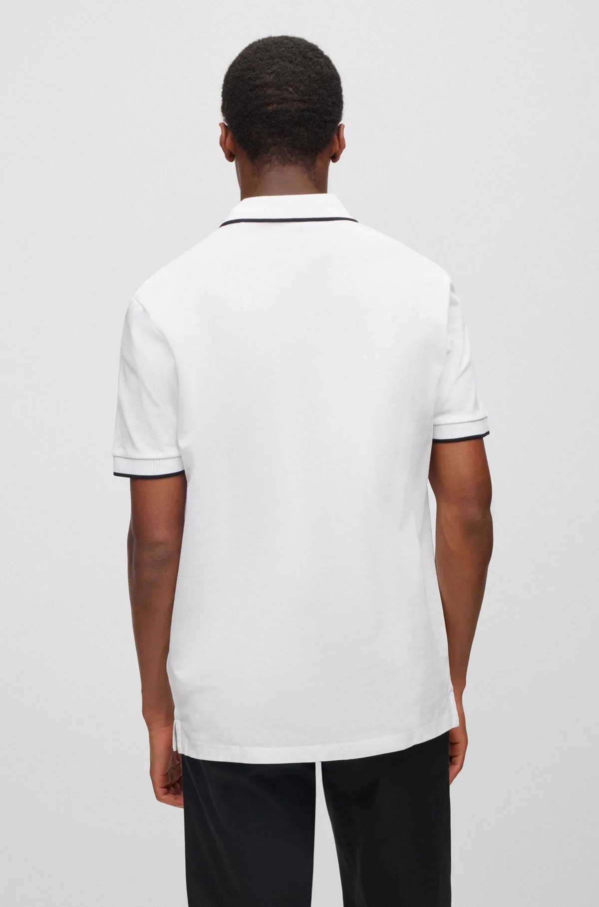 Hugo Boss Deresino232 Mens Tipped Polo Shirt With Logo Label In White
