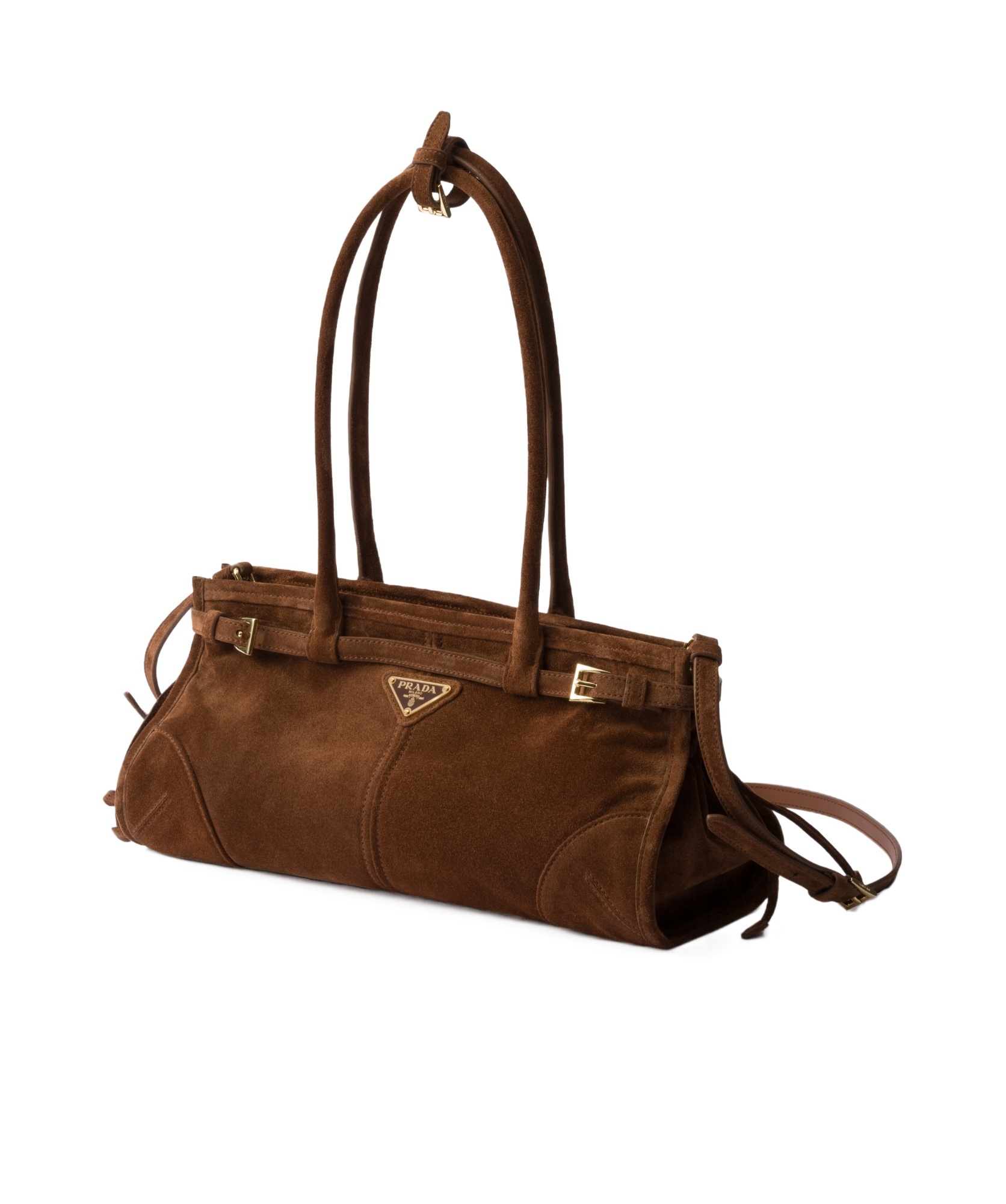 Prada Medium Suede Handbag In Cocoa Brown