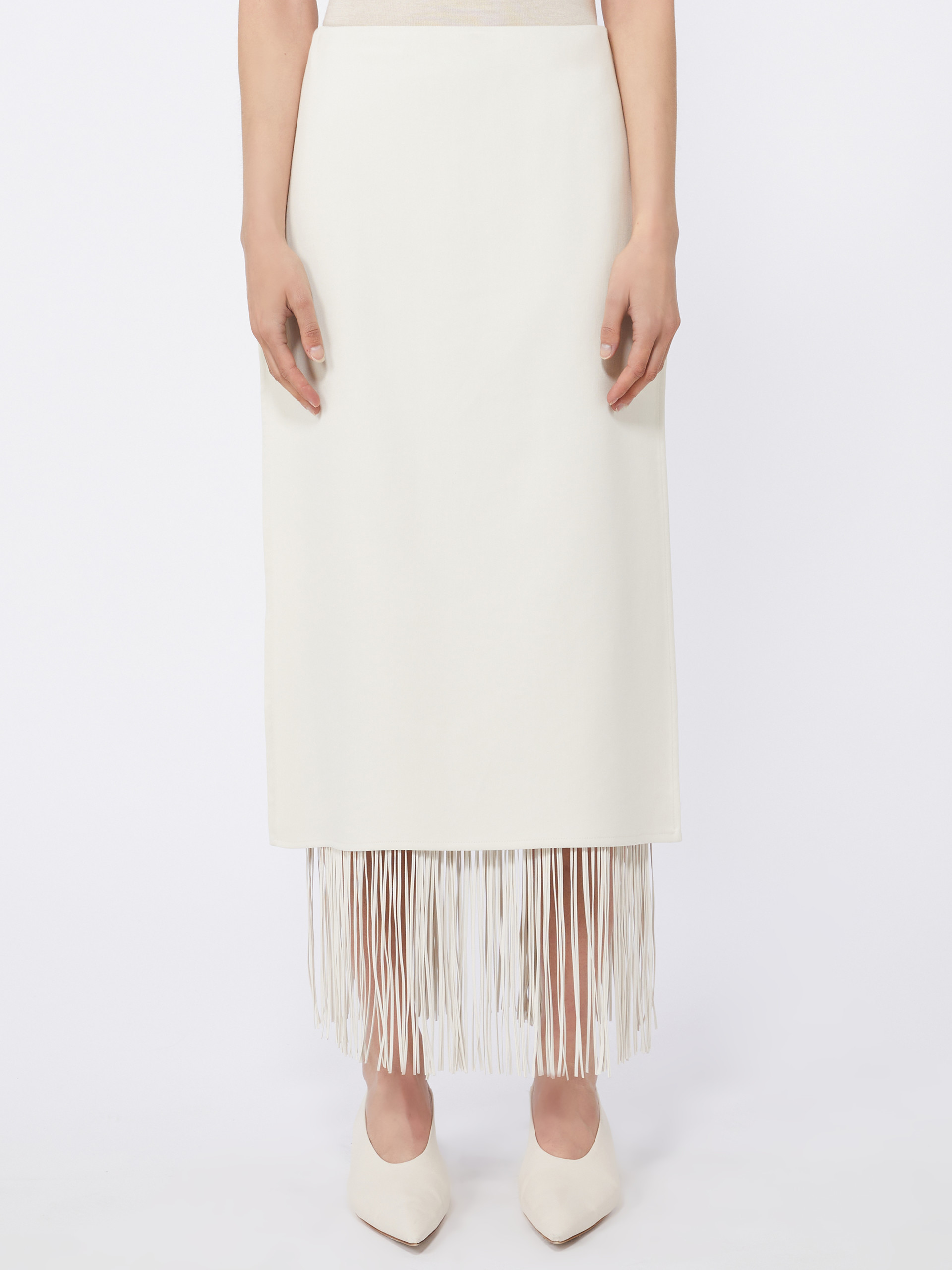 Sportmax Fringed Skirt In Neutral