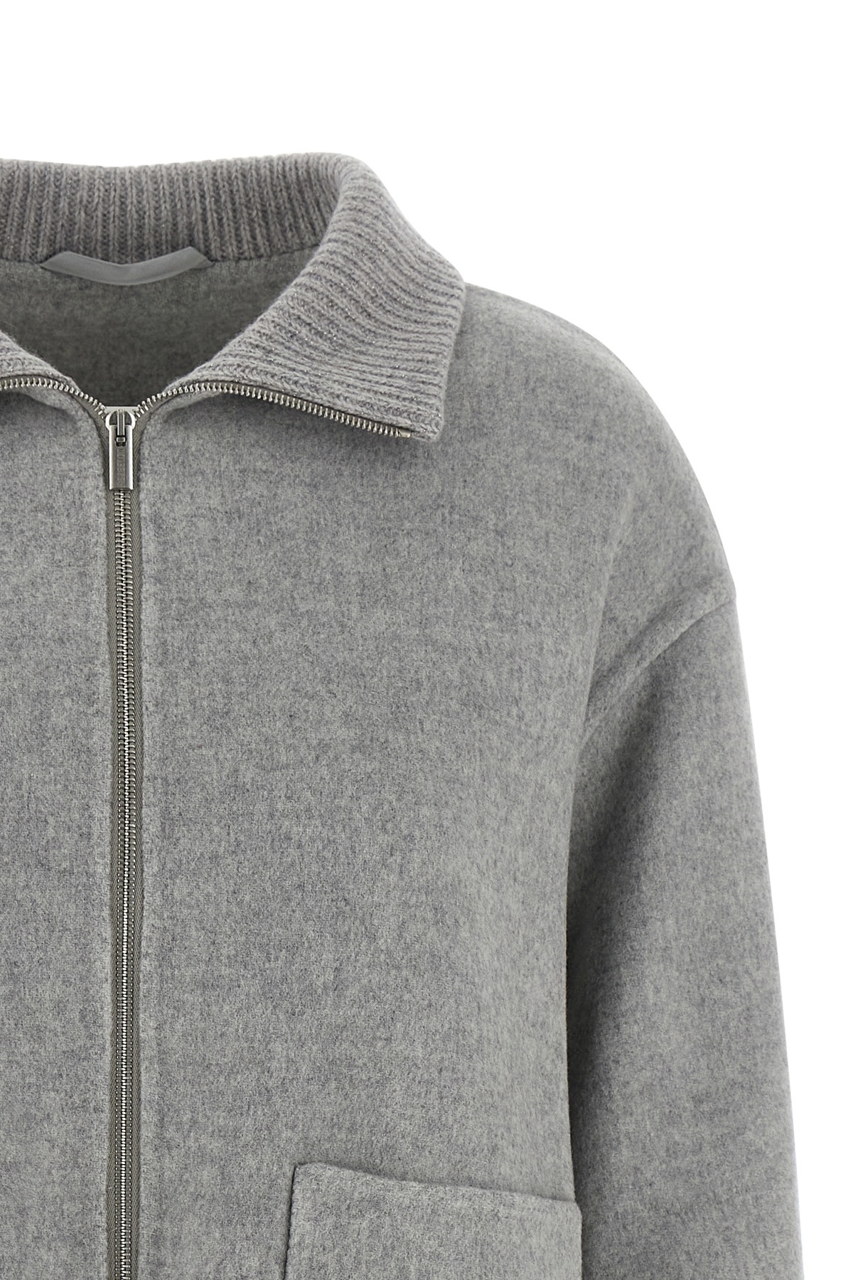 Peserico Double Cloth Jacket Puffer Jackets Gray In Gray