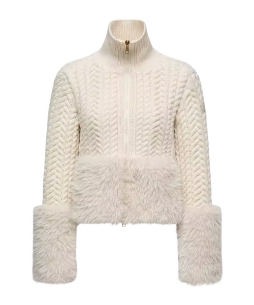 Moncler Cable-knit Wool-blend Cardigan In White