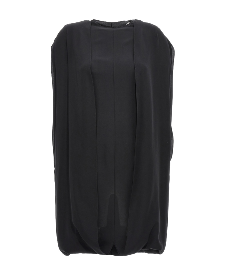 The Row Draped Silk Mini Dress In Black