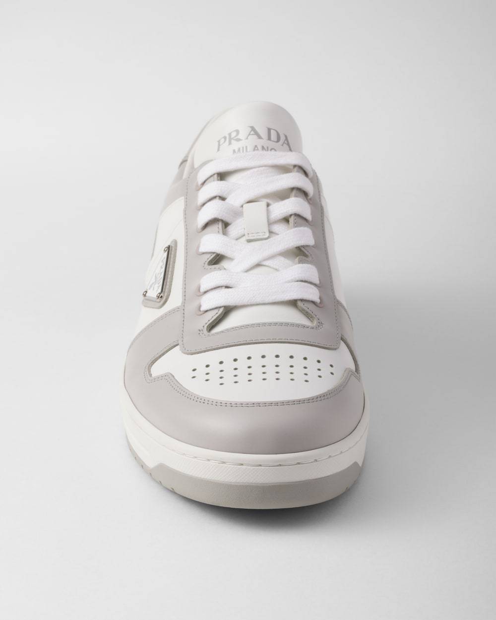 Prada Leather Sneakers Downtown Two-tone Silhouette In White