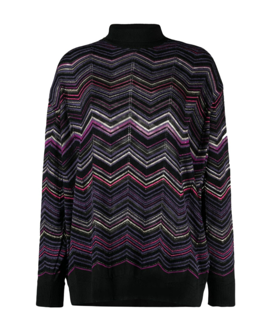 Shop Missoni Zigzag-woven Roll-neck Jumper In Black