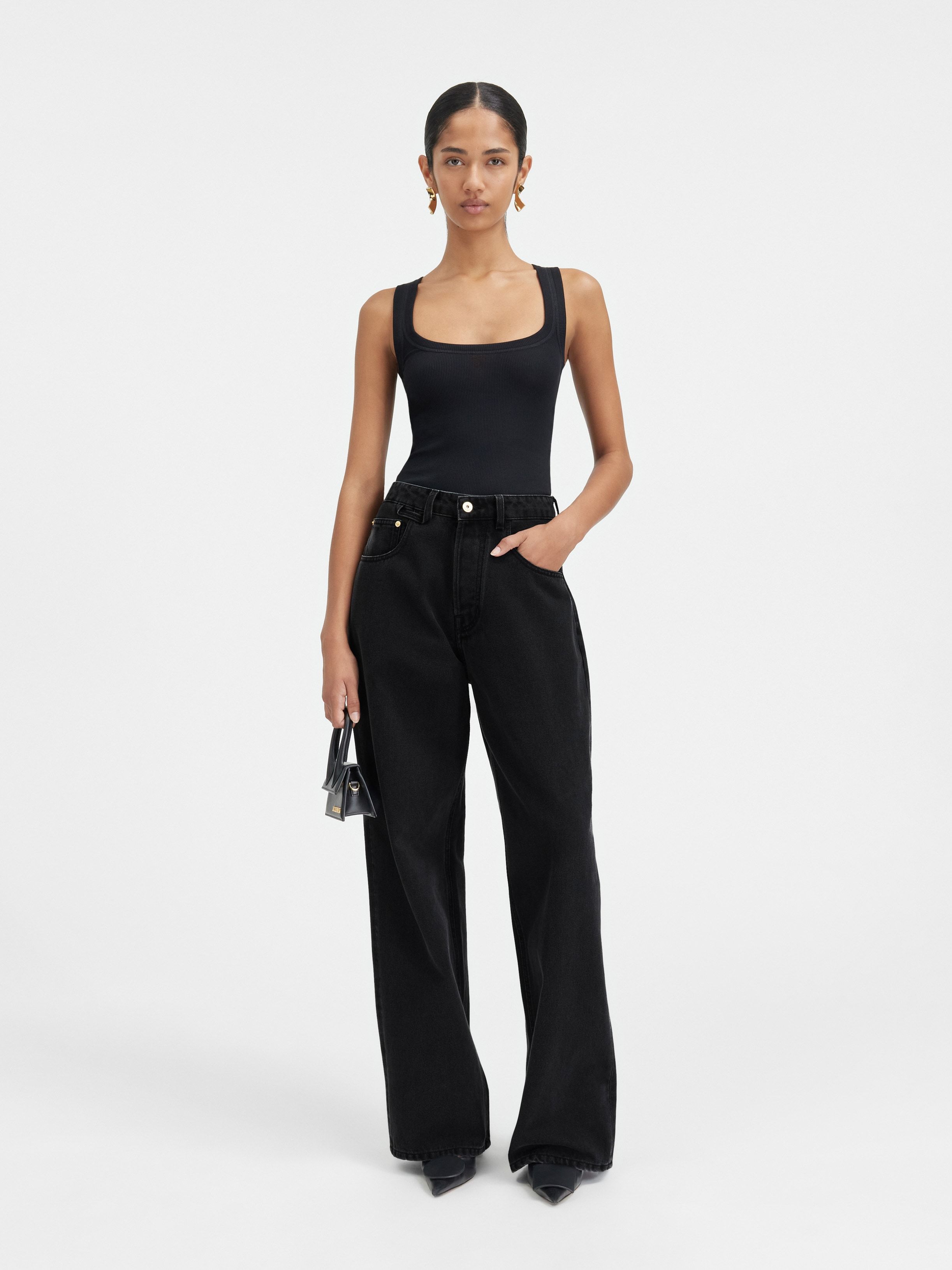 Jacquemus Wide-leg Jeans In Black