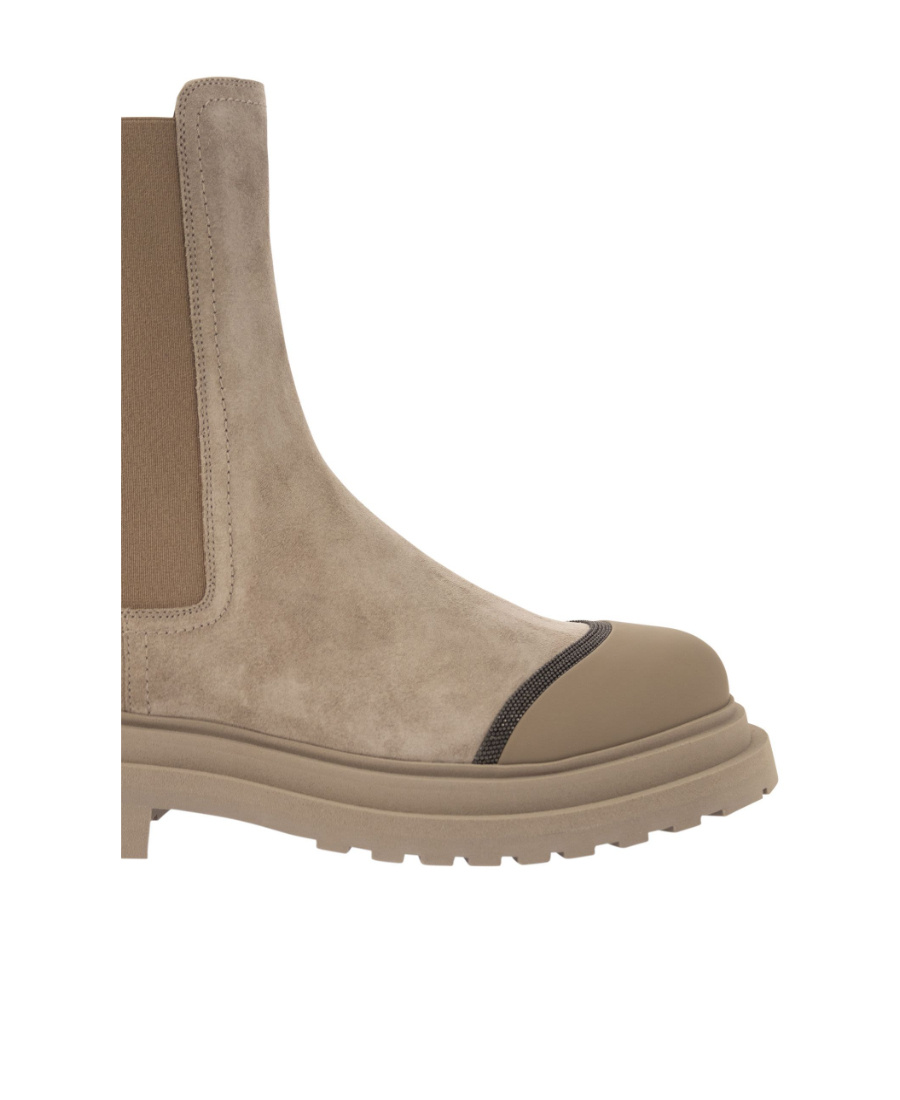 Brunello Cucinelli Elasticated-panel Ankle Boots In Brown