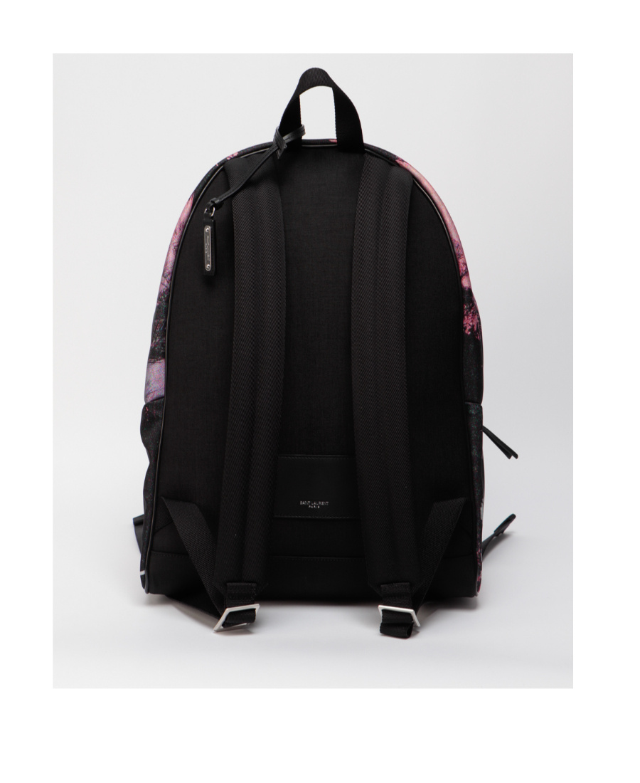 Saint Laurent Hawaiian-print Backpack In Black