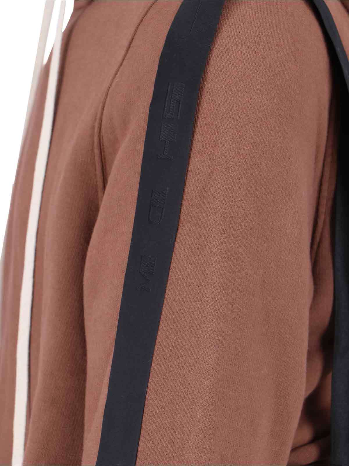 Rick Owens Drkshdw Hooded Sweatshirt With Ribbed Cuffs And Hem In Brown