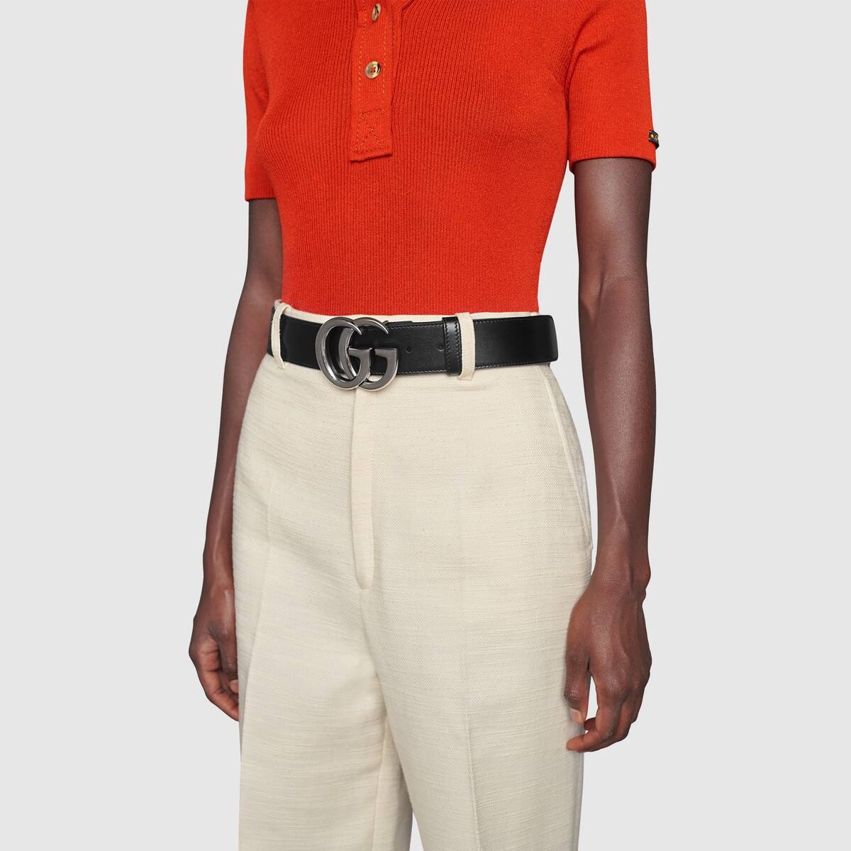 Gucci Gg Marmont Leather Belt In Black