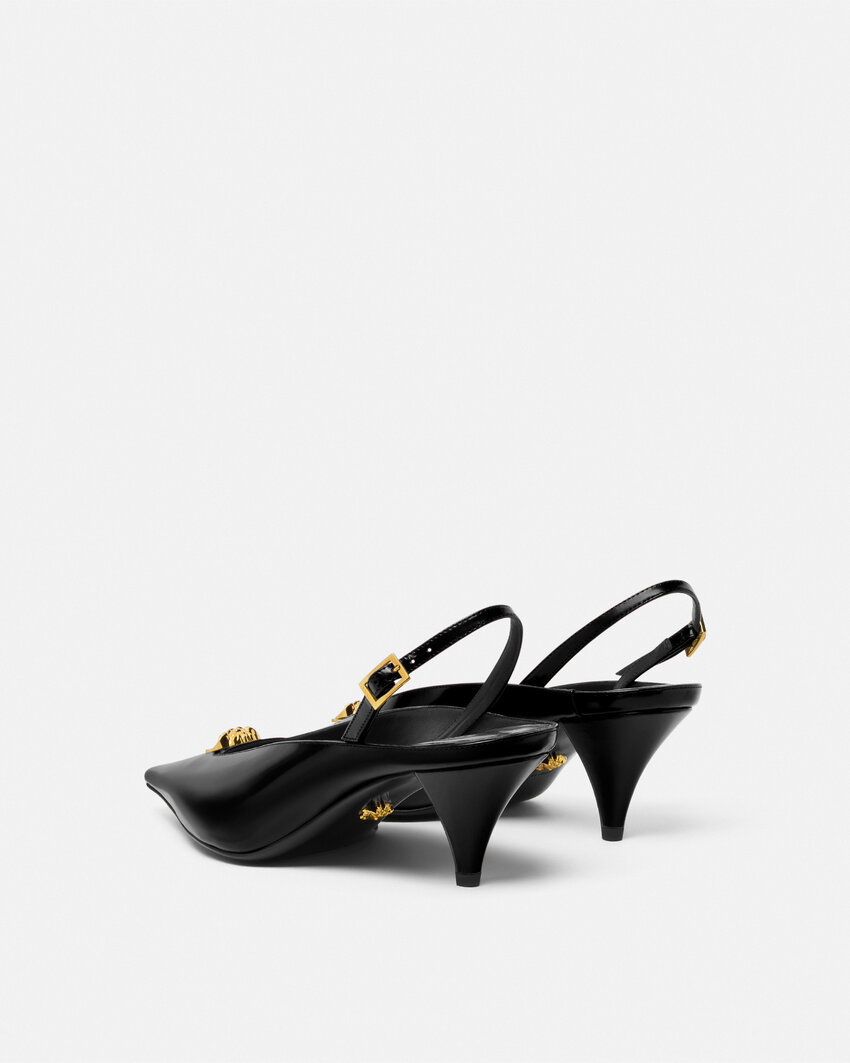 Versace Medusa-head Pointed-toe Mules In Black