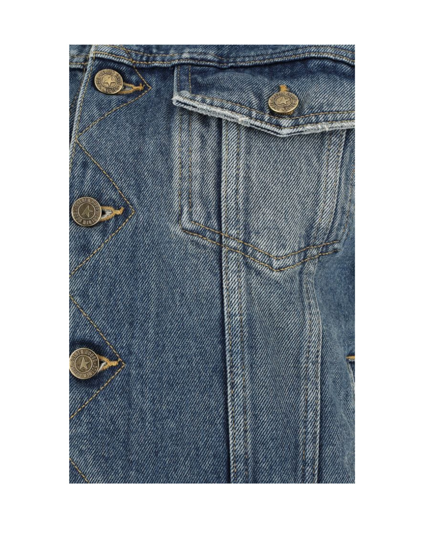 Golden Goose Logo-patch Denim Jacket In Gray
