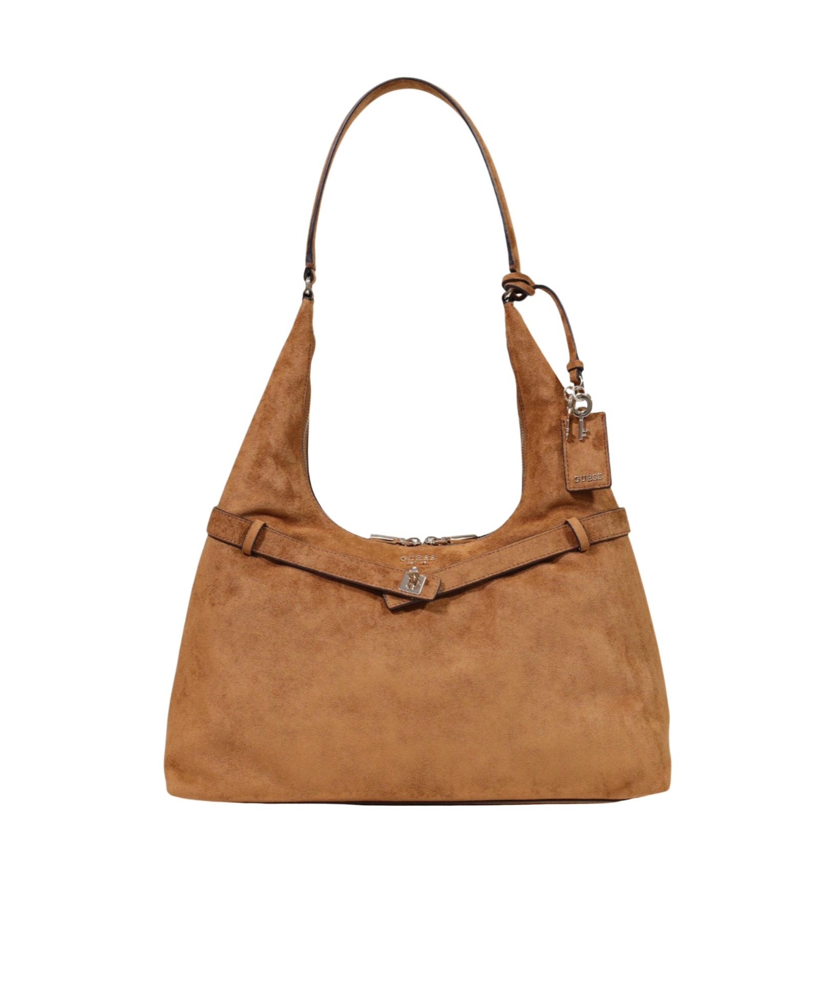 Guess Zippered Shoulder Bag In Brown