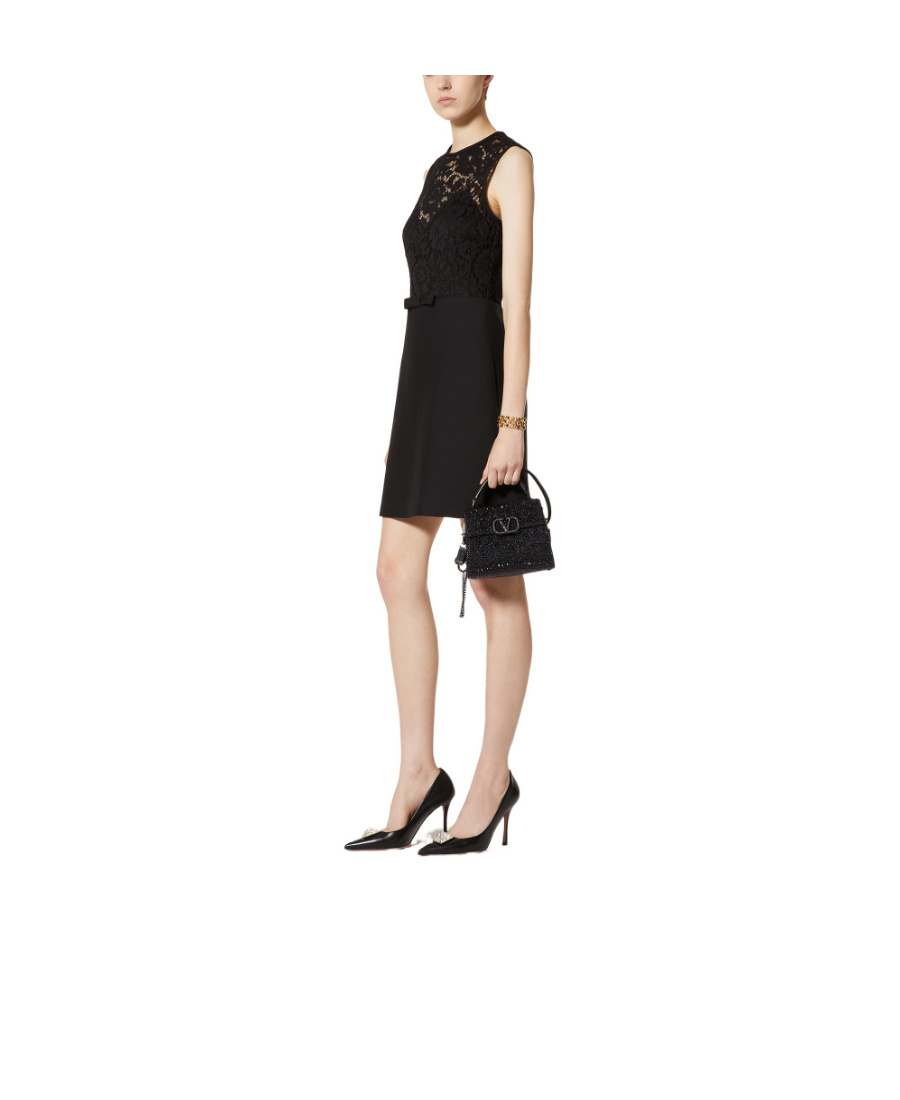 Valentino Vsling Crystal-embellished Leather Tote Bag In Black