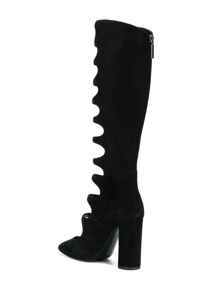 Saint Laurent Cut-out Detail Knee Length Boots In Black