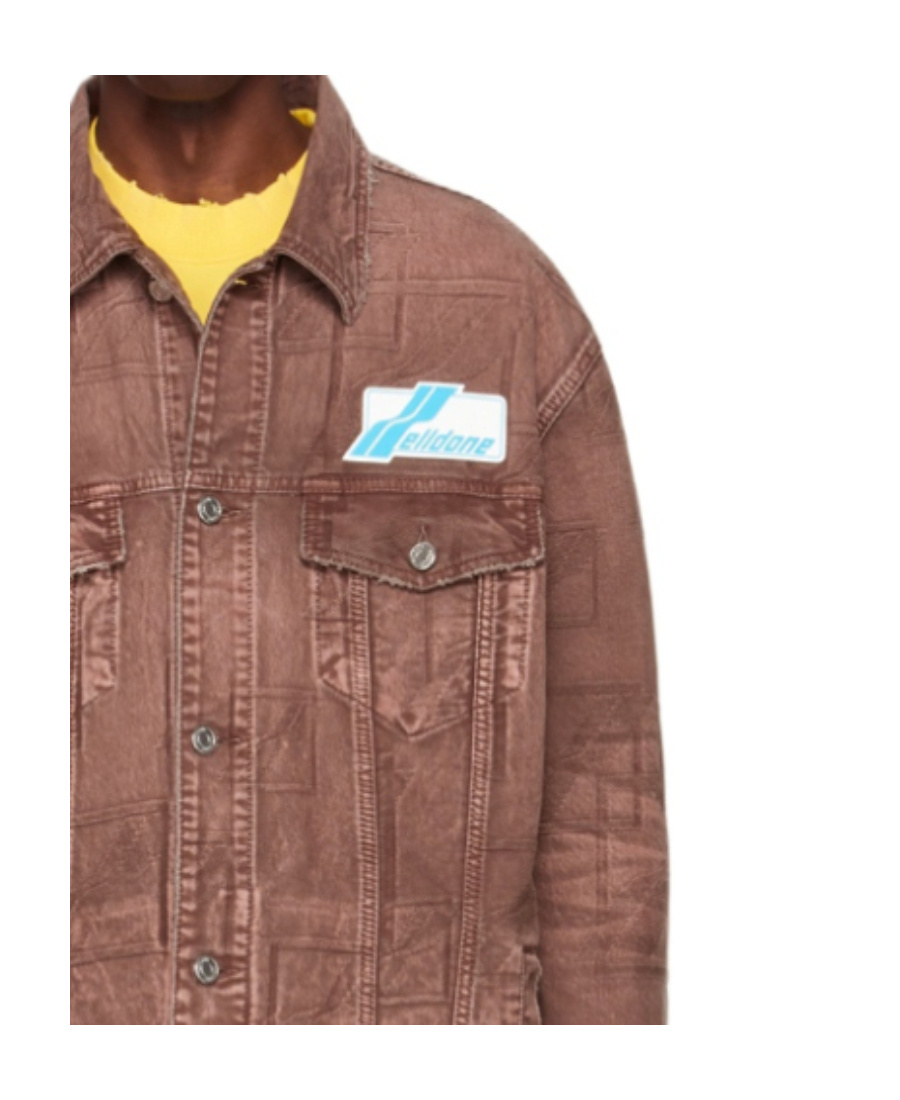We11 Done Red Denim Jacket In Brown