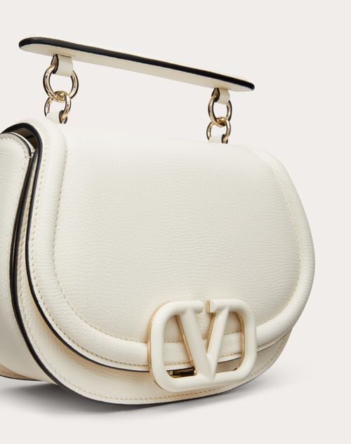 Valentino Vsling Shoulder Bag In Grainy Calfskin In White