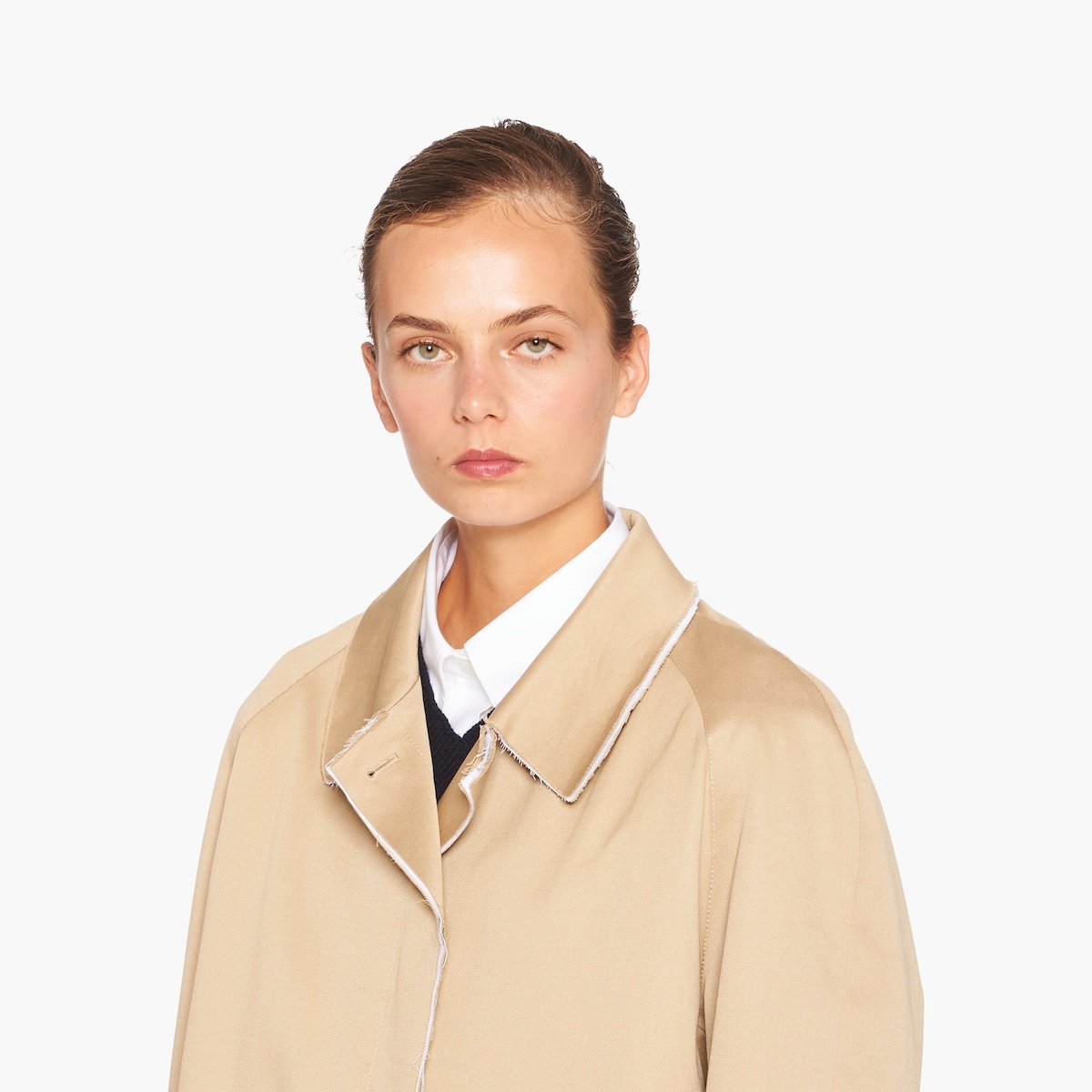 Miu Miu Single-breasted Chino Coat In Neutral