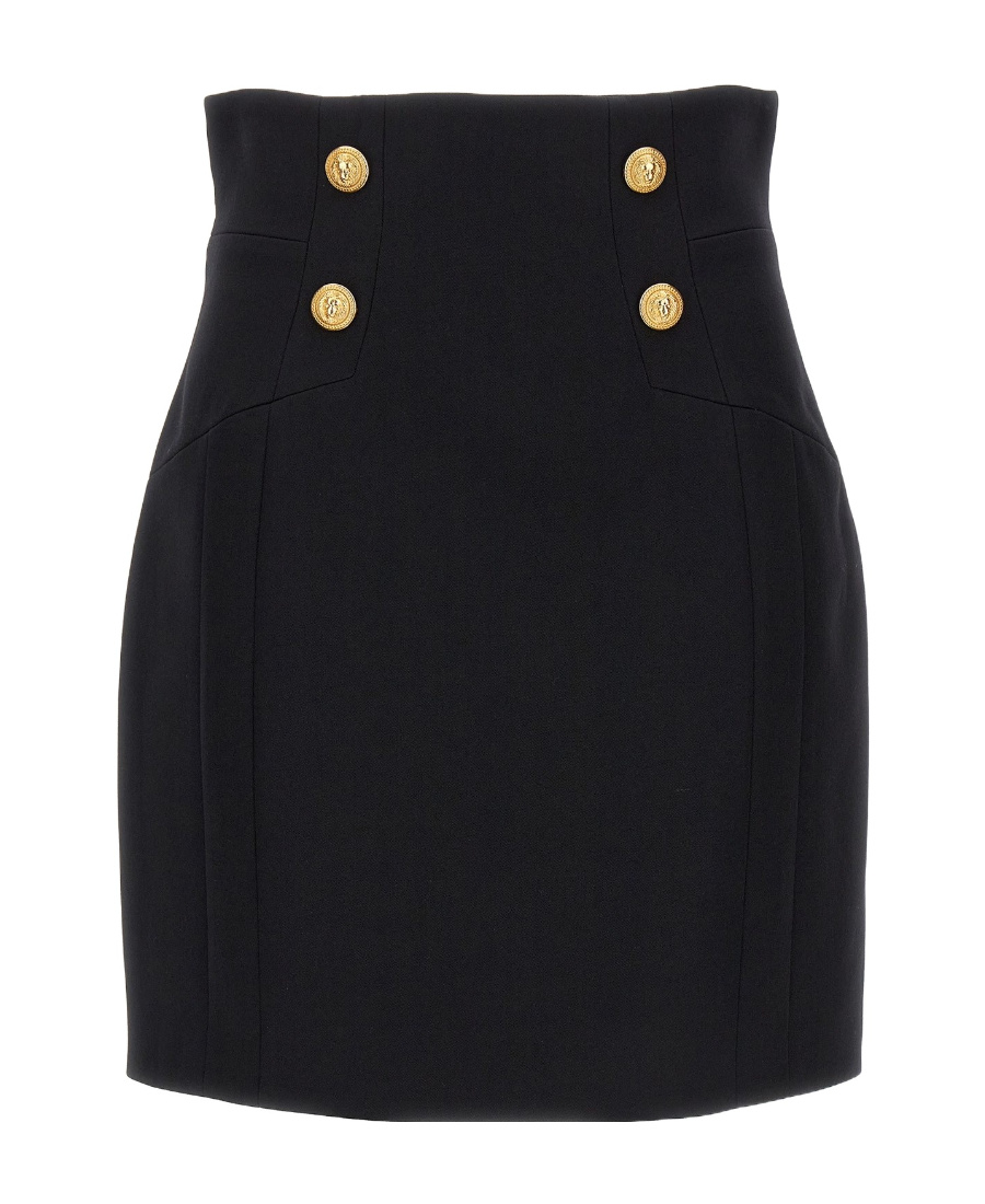 Balmain 4-button Grand De Poudre Mini Skirt In Black