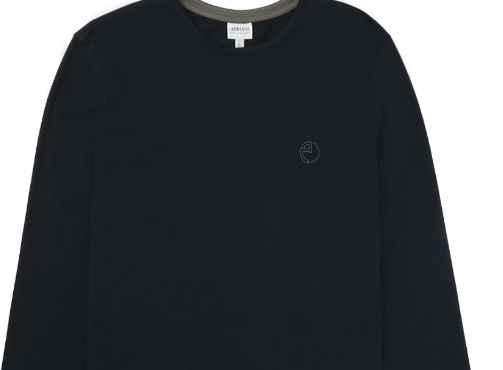 ARMANI COLLEZIONI DARK GRAY LOGO LONG-SLEEVED T-SHIRT