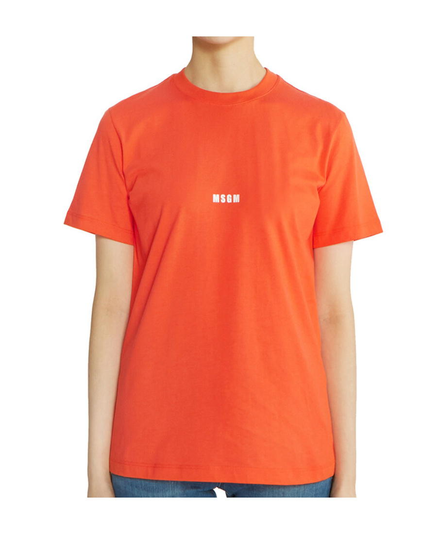 Msgm T-shirt With Logo In Orange