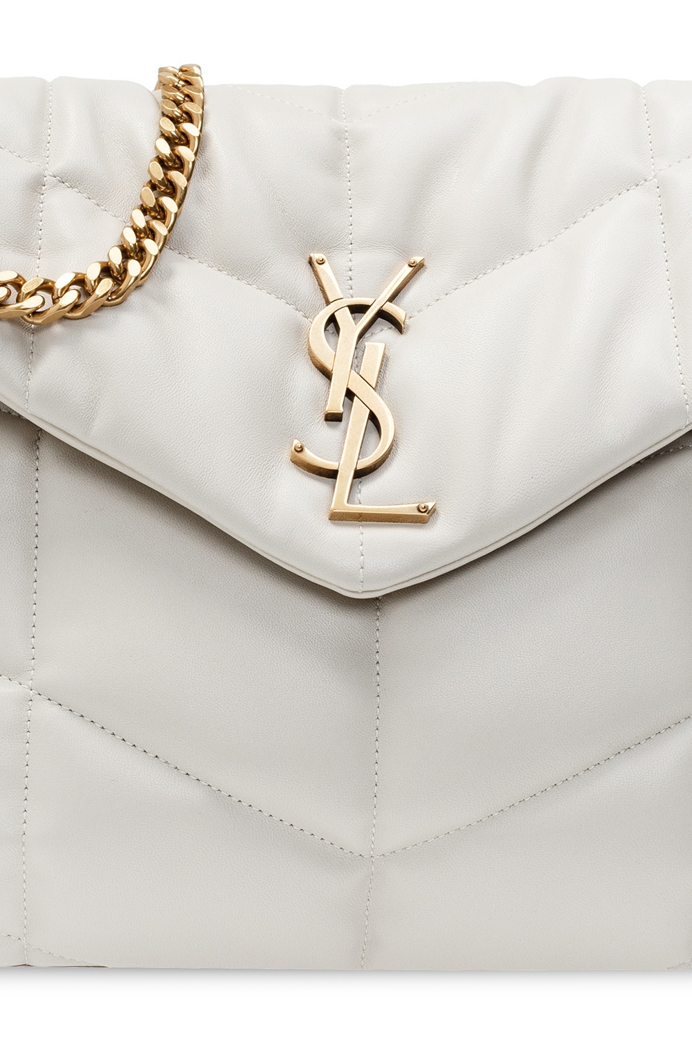 Saint Laurent Medium Loulou Puffer Shoulder Bag In White
