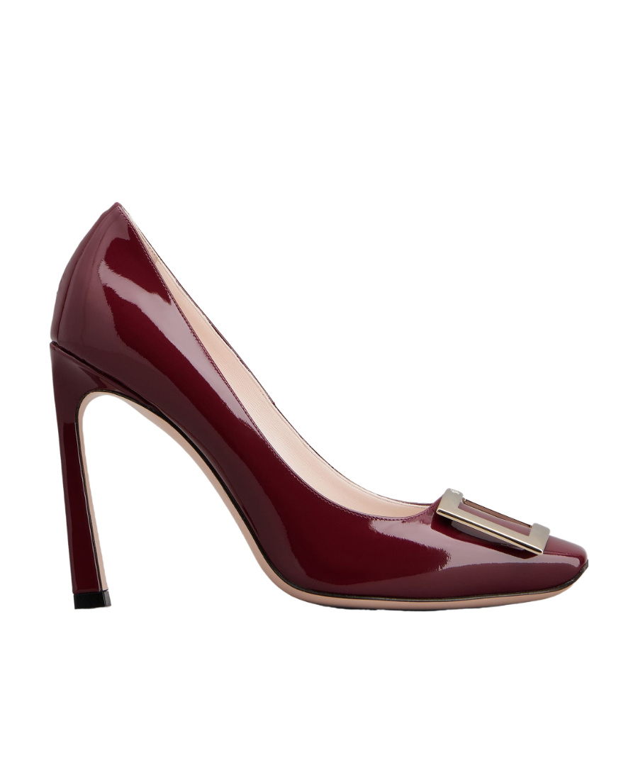 Roger Vivier Trompette Square-toe Pumps Burgundy Patent Leather In Red