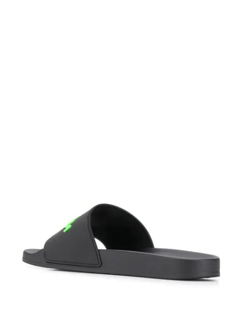 Balenciaga Embossed Logo Pool Slides In Black