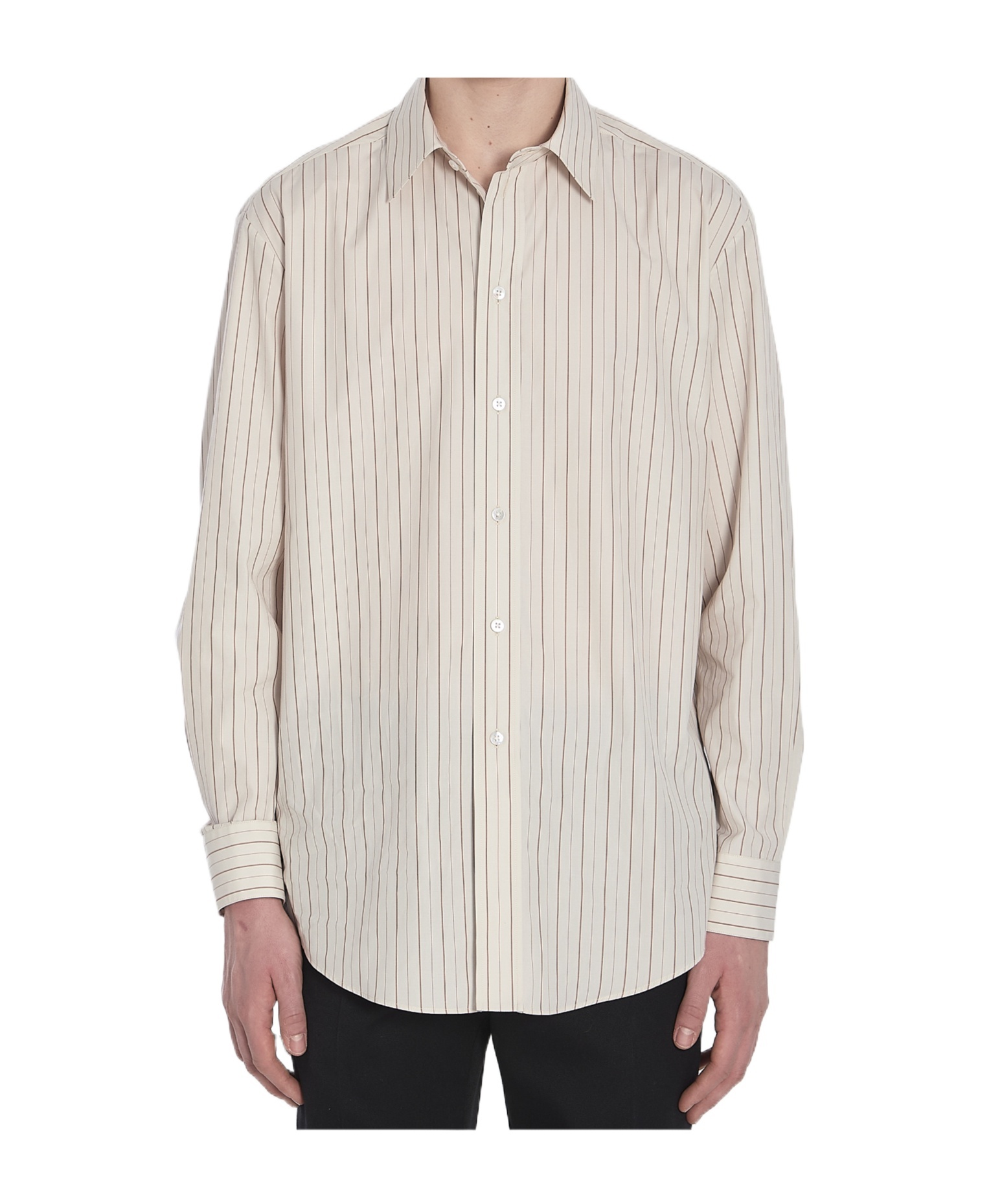 The Row Luigi Striped Shirt In Neutral