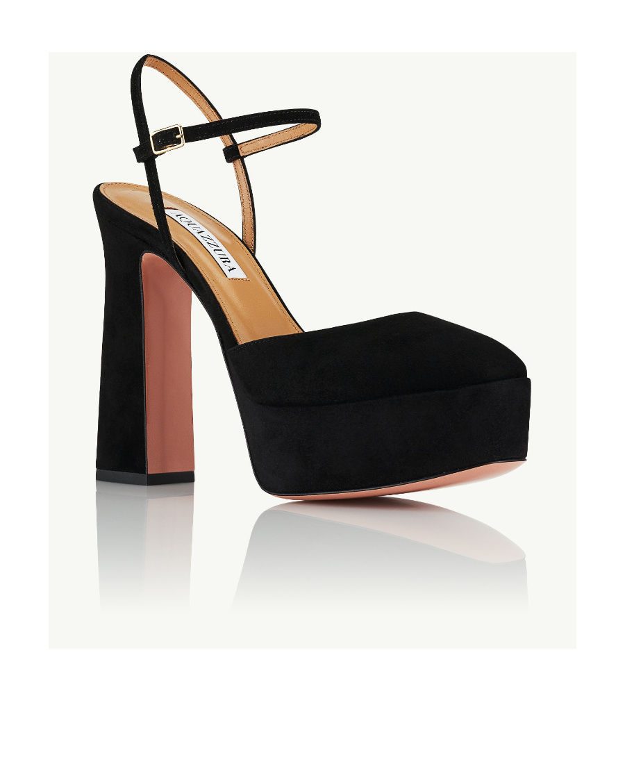 Aquazzura 130mm Groove Leather Shoes In Black