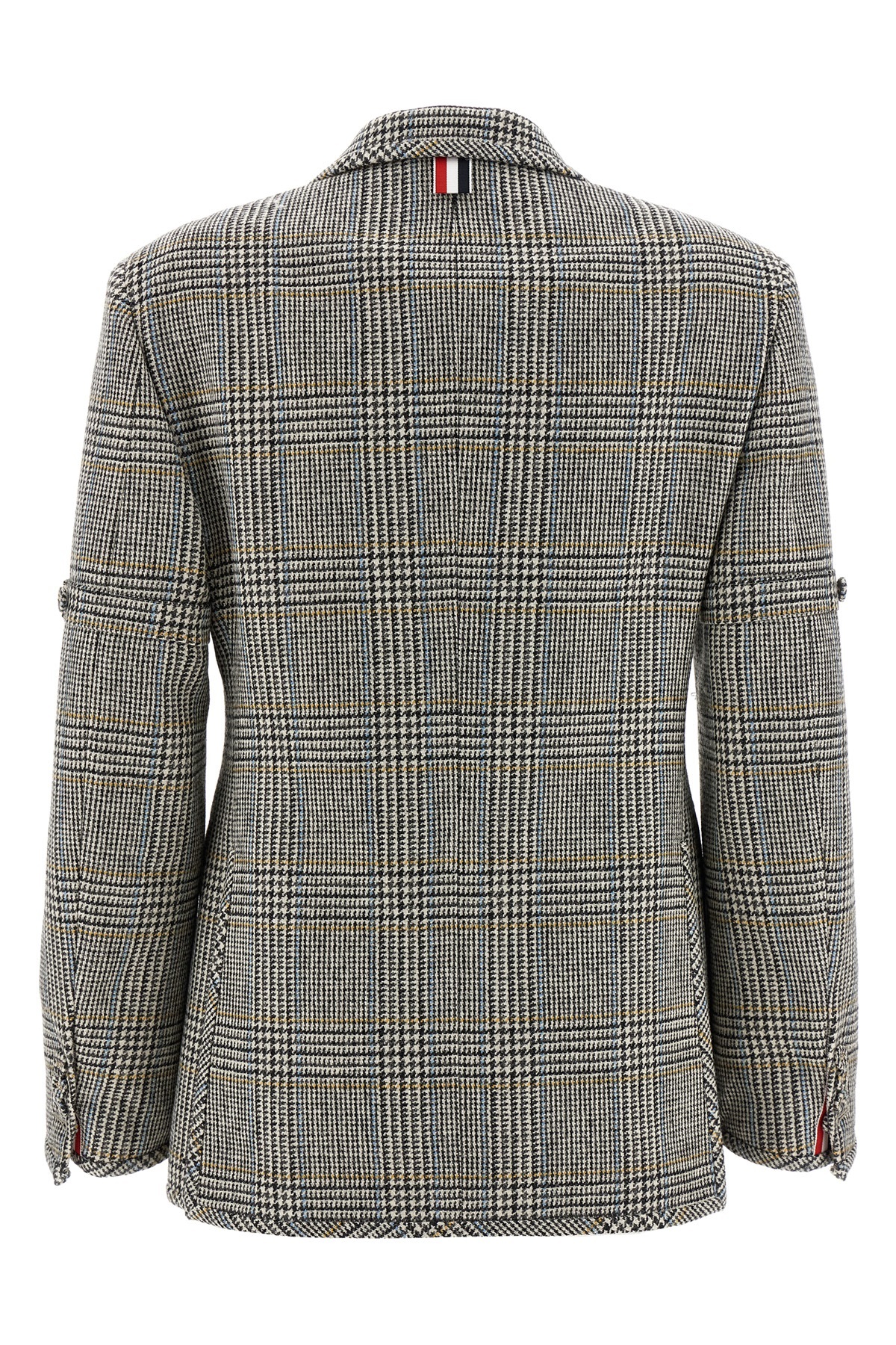 Thom Browne Checked Single-breasted Blazer In Gray