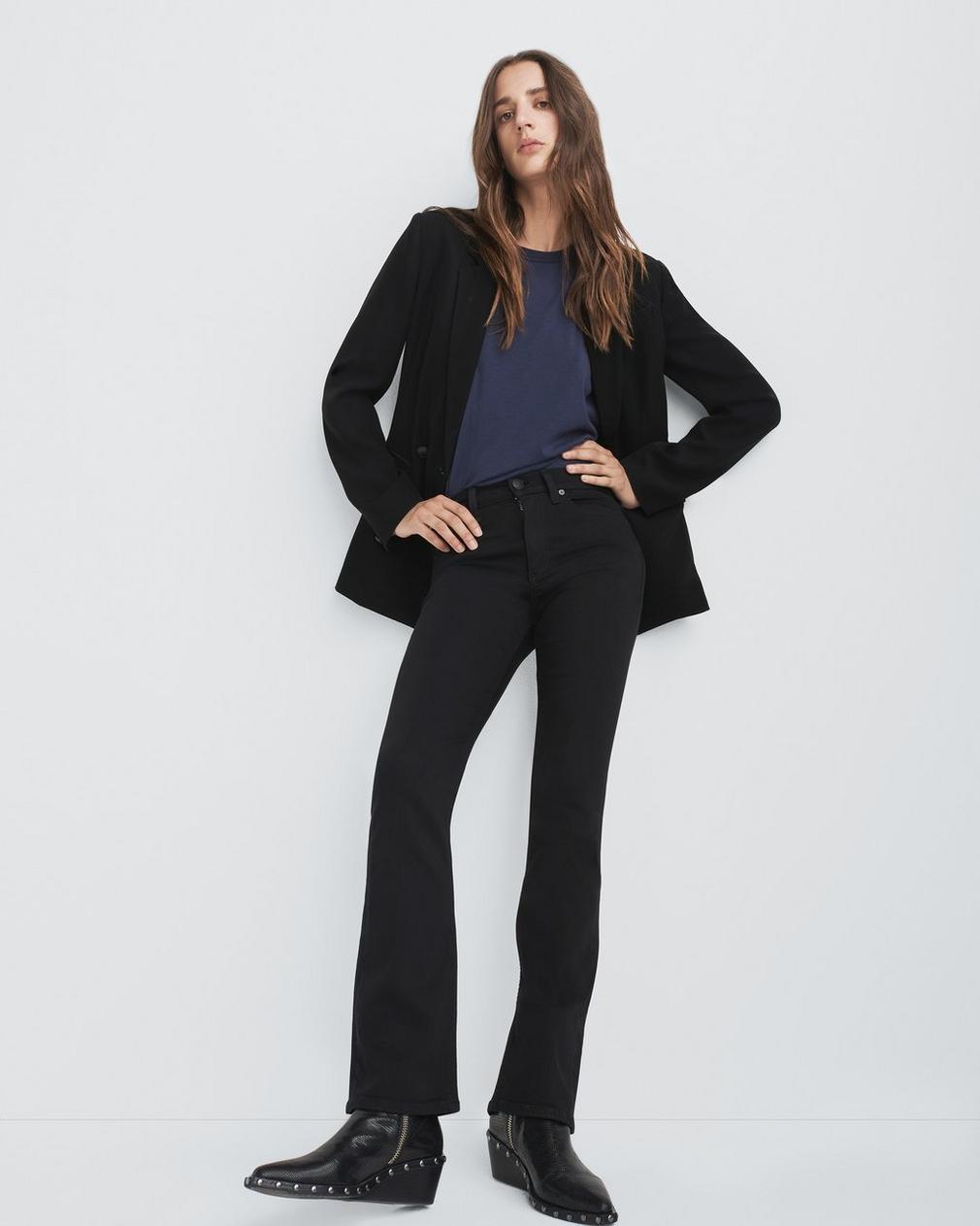 Rag & Bone Casey High Waist Flare Leg Jeans In Black
