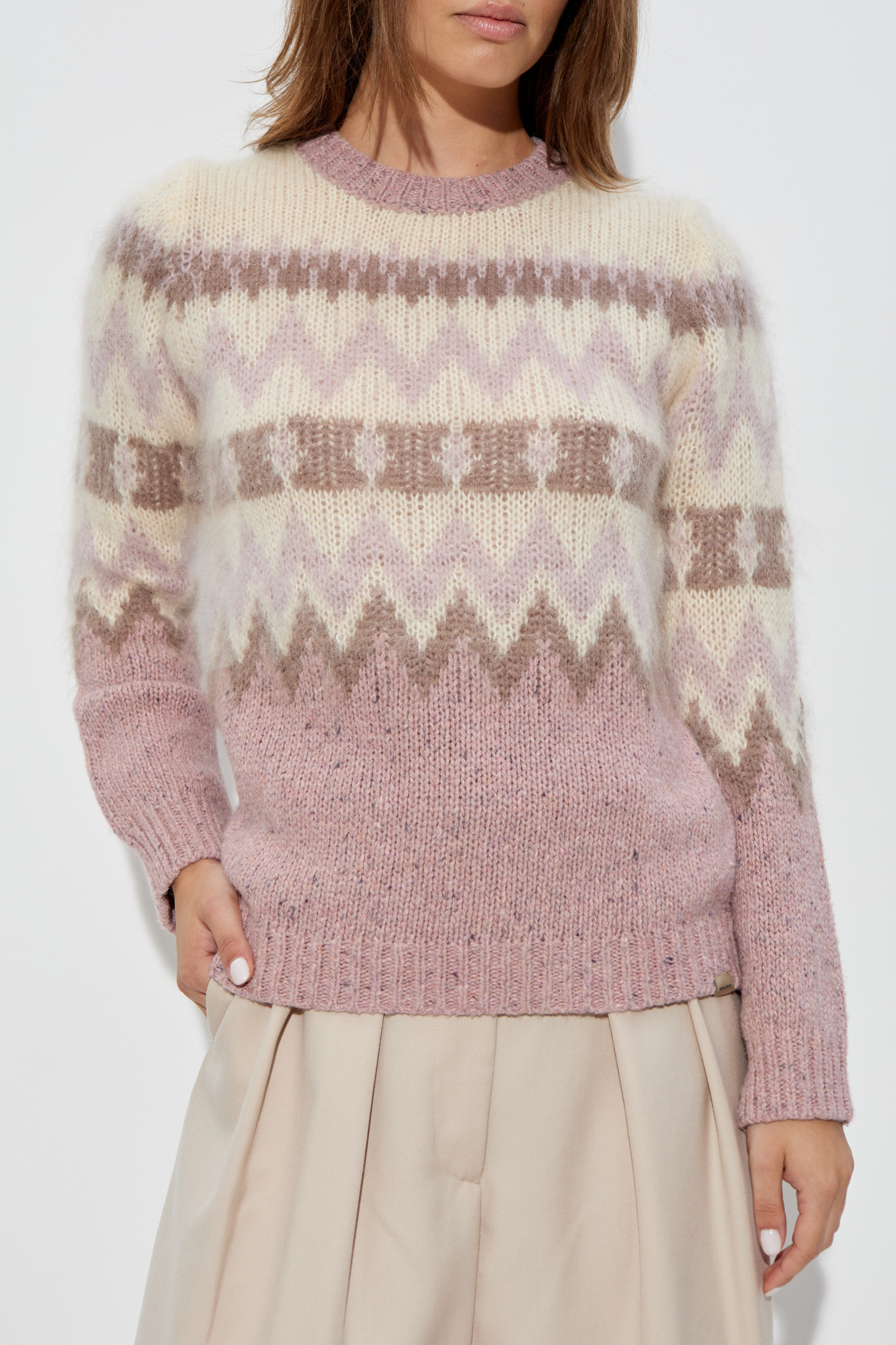 Shop Woolrich Intarsia-knit Long Sleeve Jumper In Nude