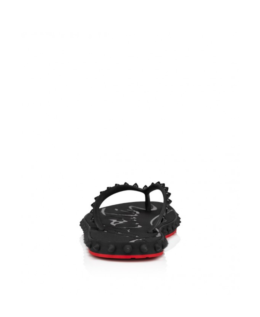 Shop Christian Louboutin Super Loubi Spike-embellished Flip-flops In Black