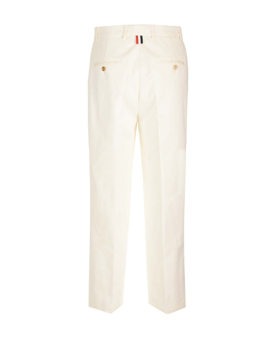 Thom Browne Wide-leg Cotton Trousers In White