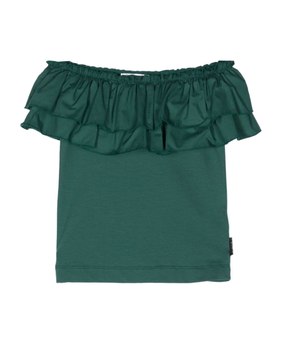 Monnalisa Ruffled Off-shoulder T-shirt In Green