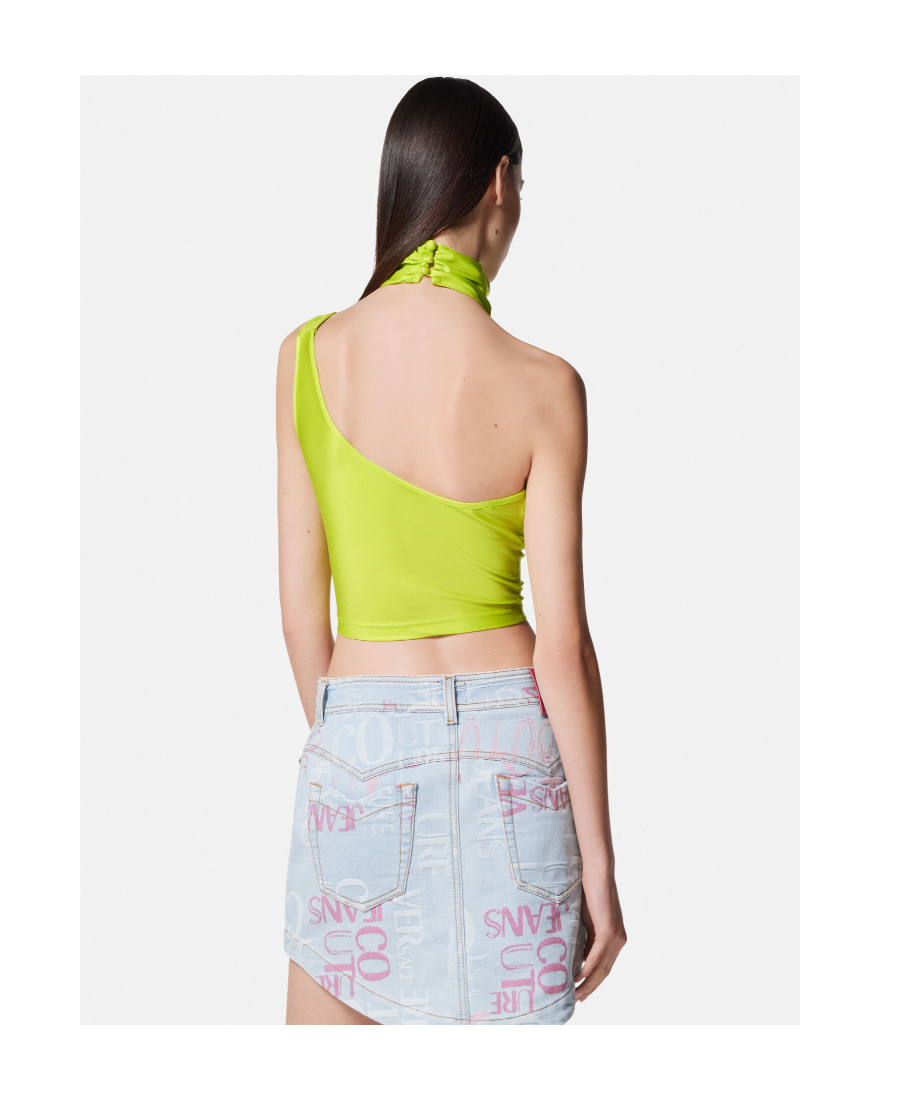Versace Jeans Cut-out Cropped Top In Yellow