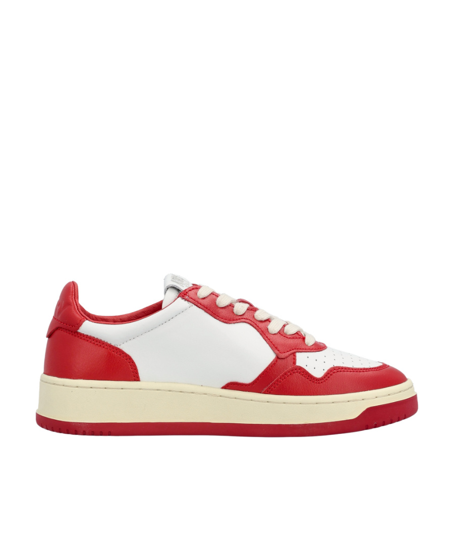 Autry Contrast-panel Leather Sneakers In Red