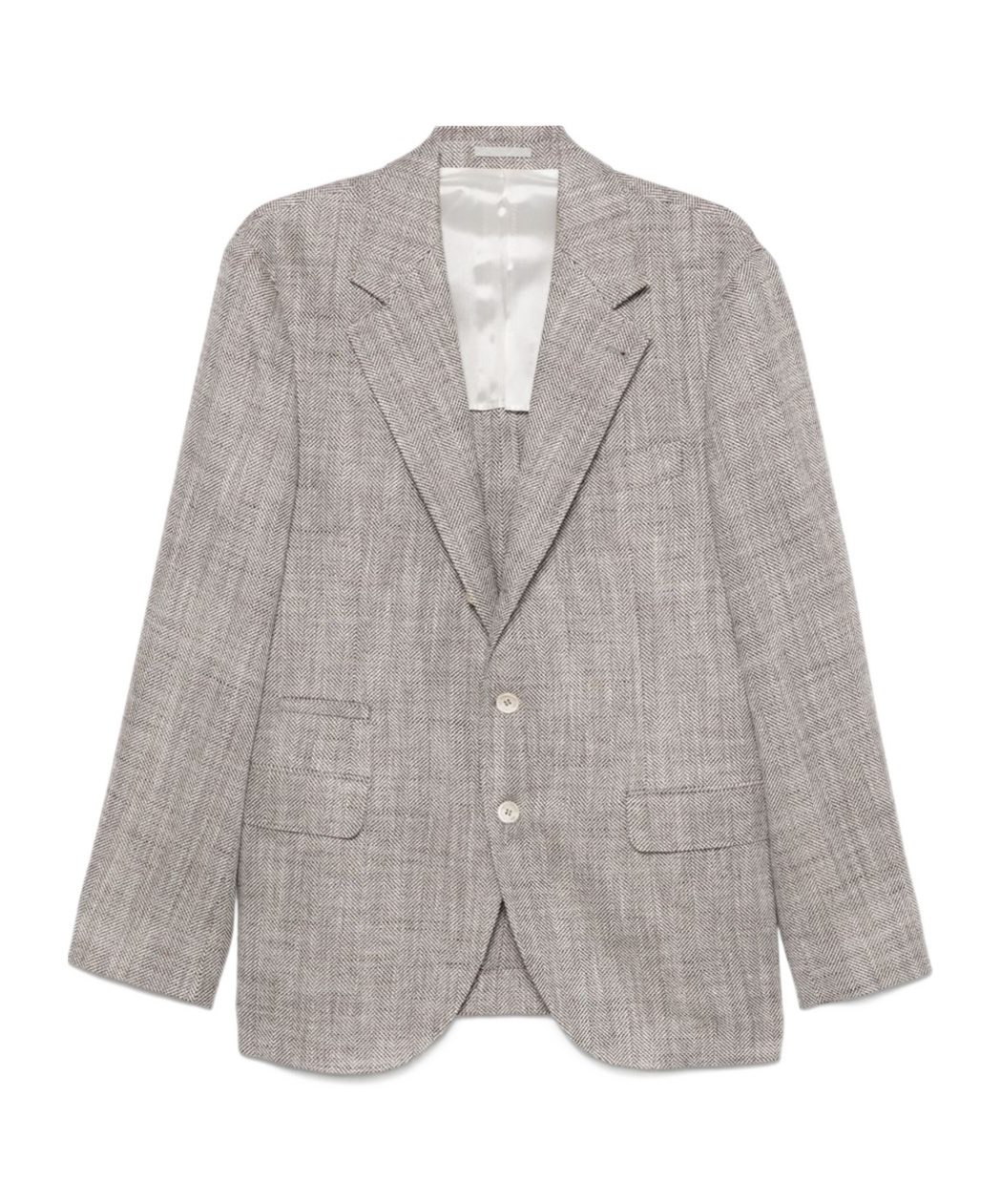Brunello Cucinelli Herringbone Blazer In Gray