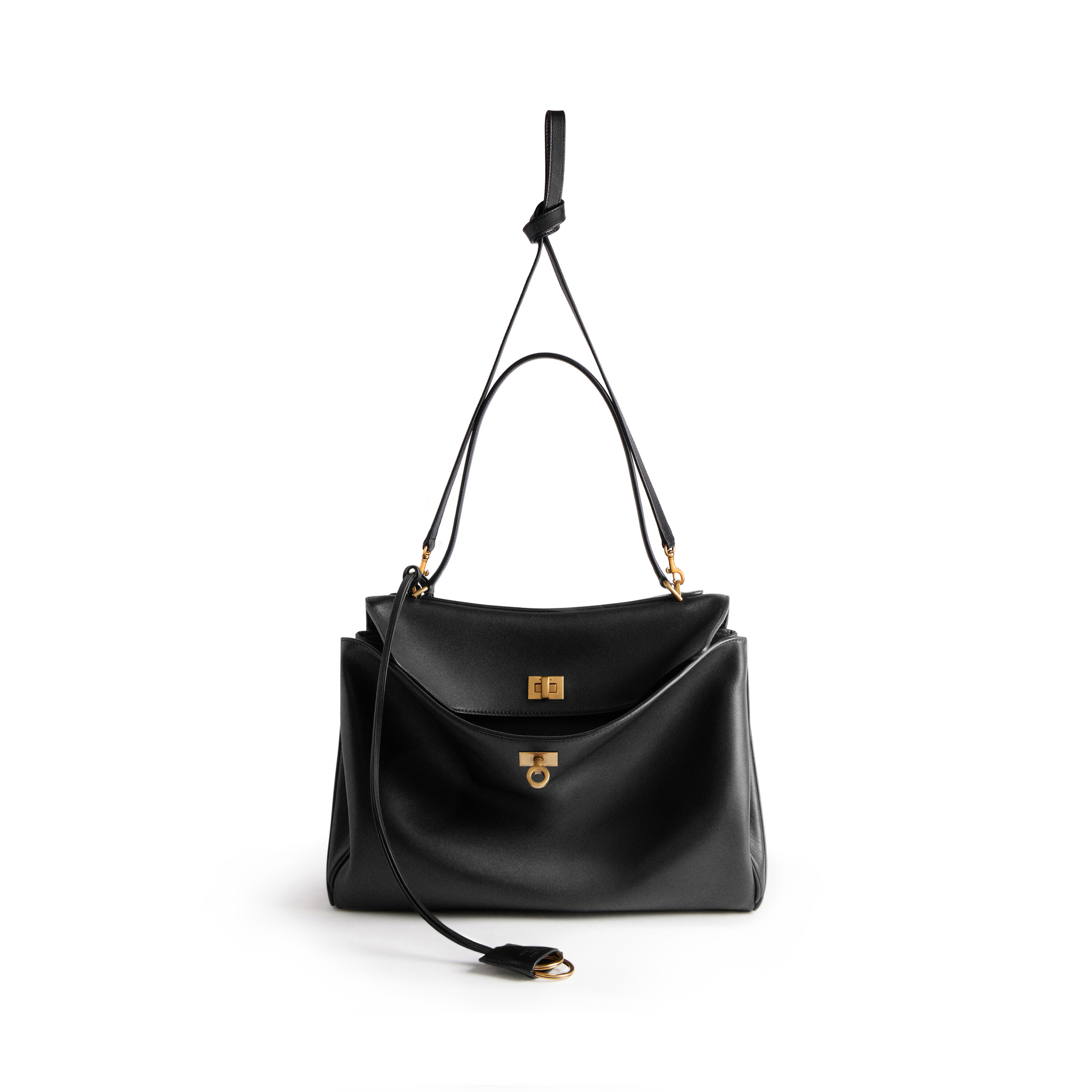 Balenciaga Dark Green Leather Mini Rodeo Handbag In Black