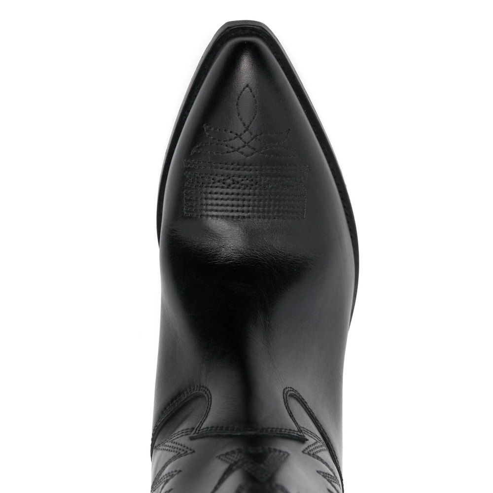 Golden Goose Wish Star Pointed Toe Western Boot In Black