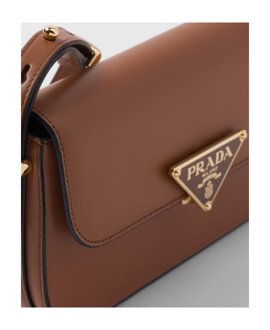 Prada Leather Shoulder Bag In Brown