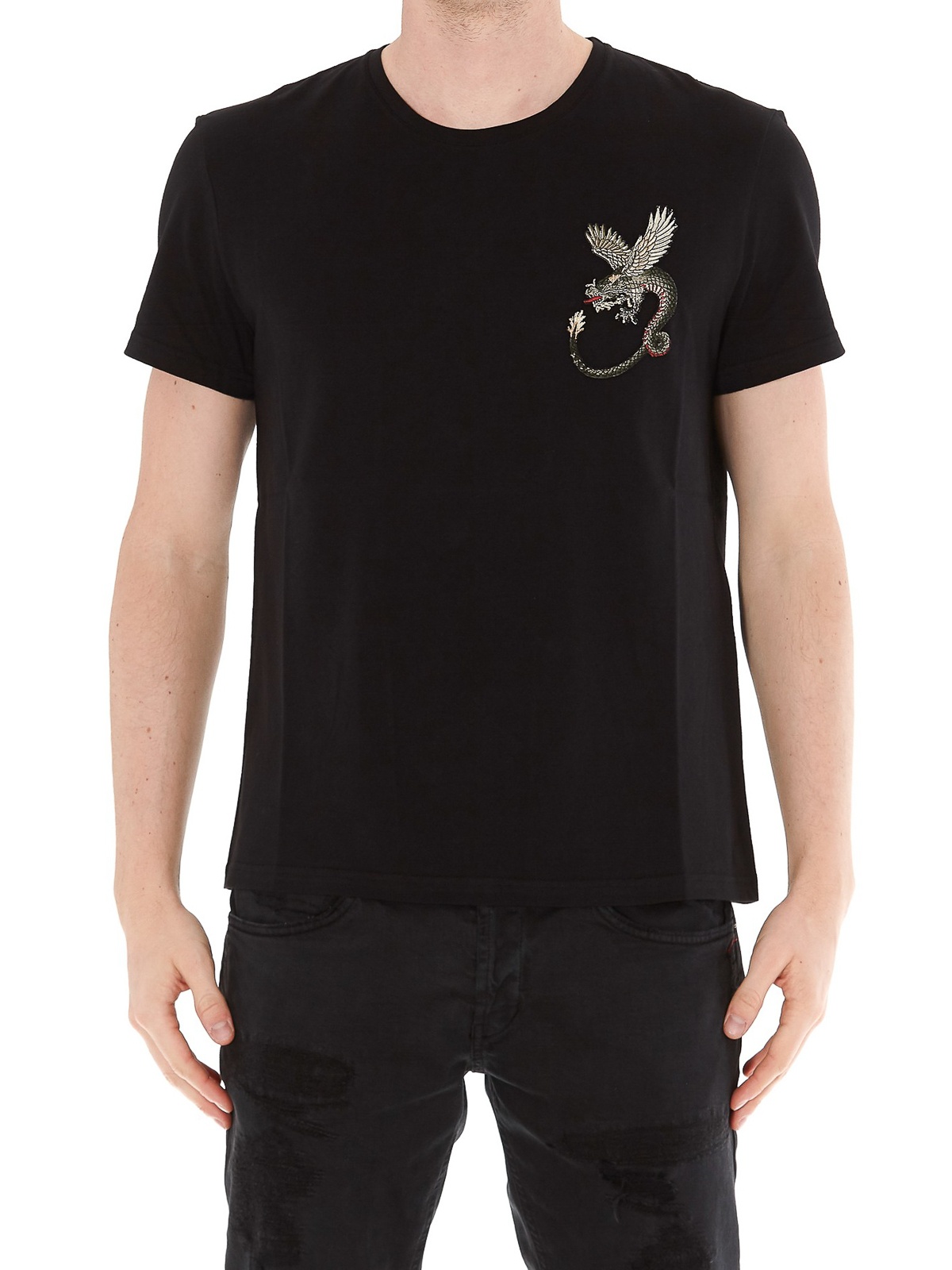 Alexander Mcqueen T-shirt With Round Neck And Short Sleeves In Black