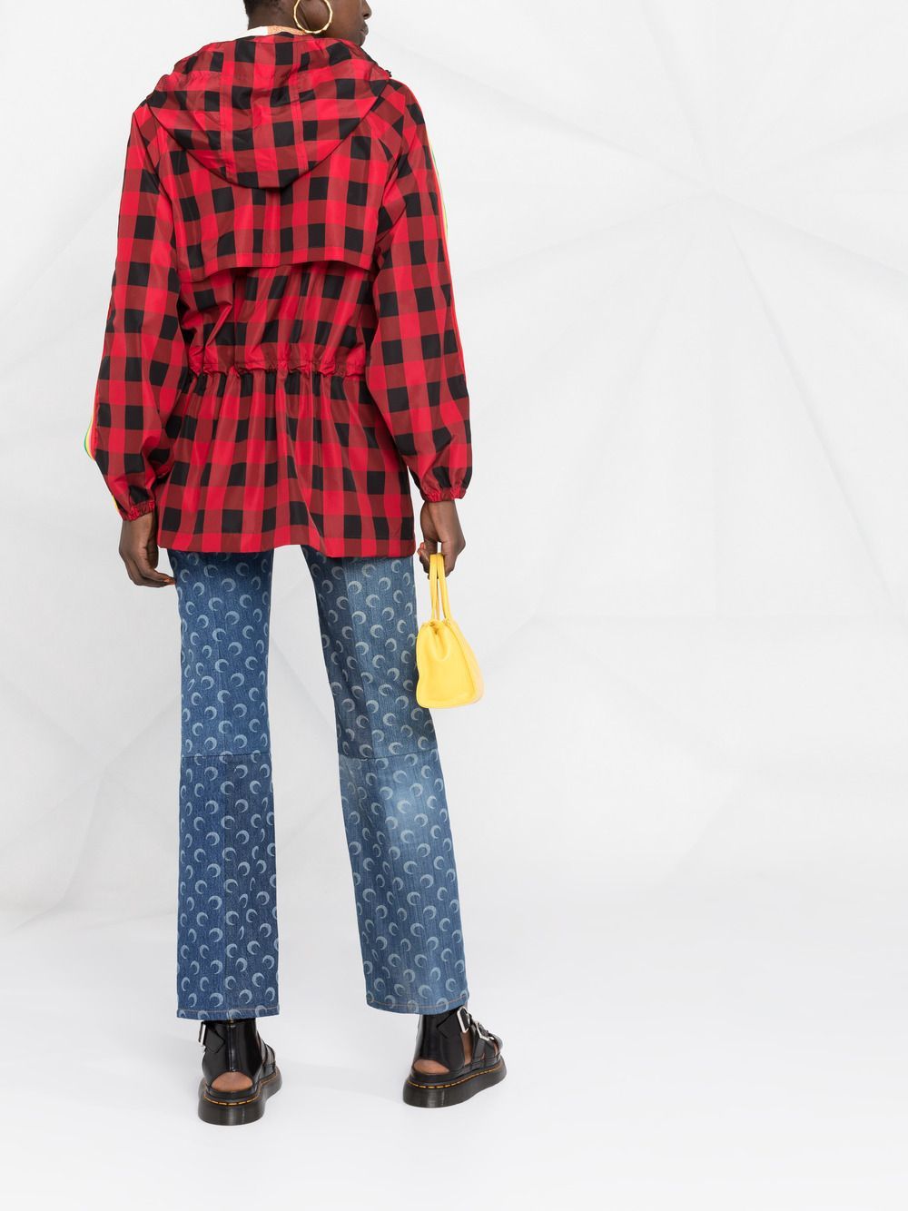 Palm Angels Checked Hooded Jacket In Red
