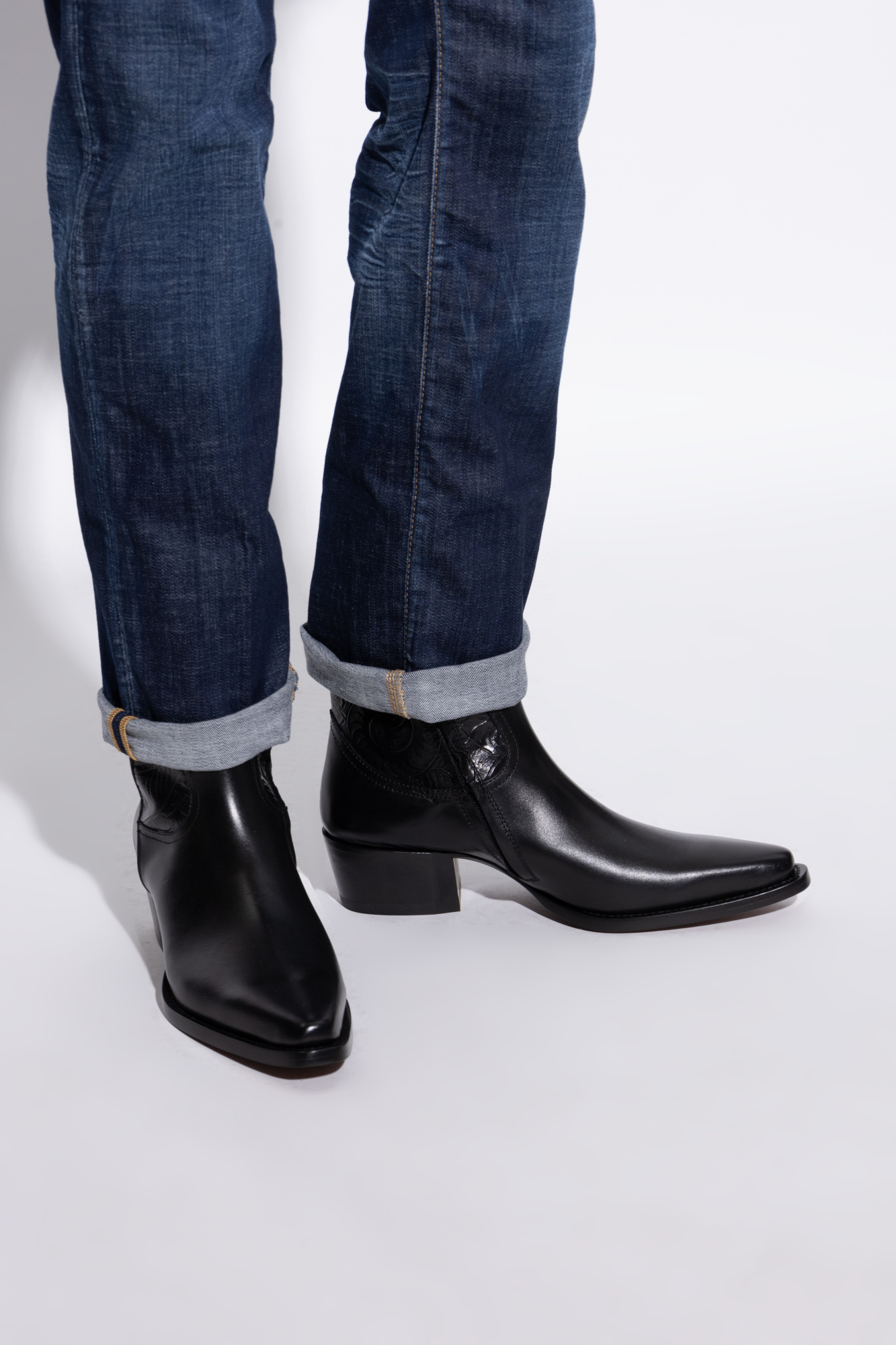 Dsquared2 Texan Leather Boots In Black
