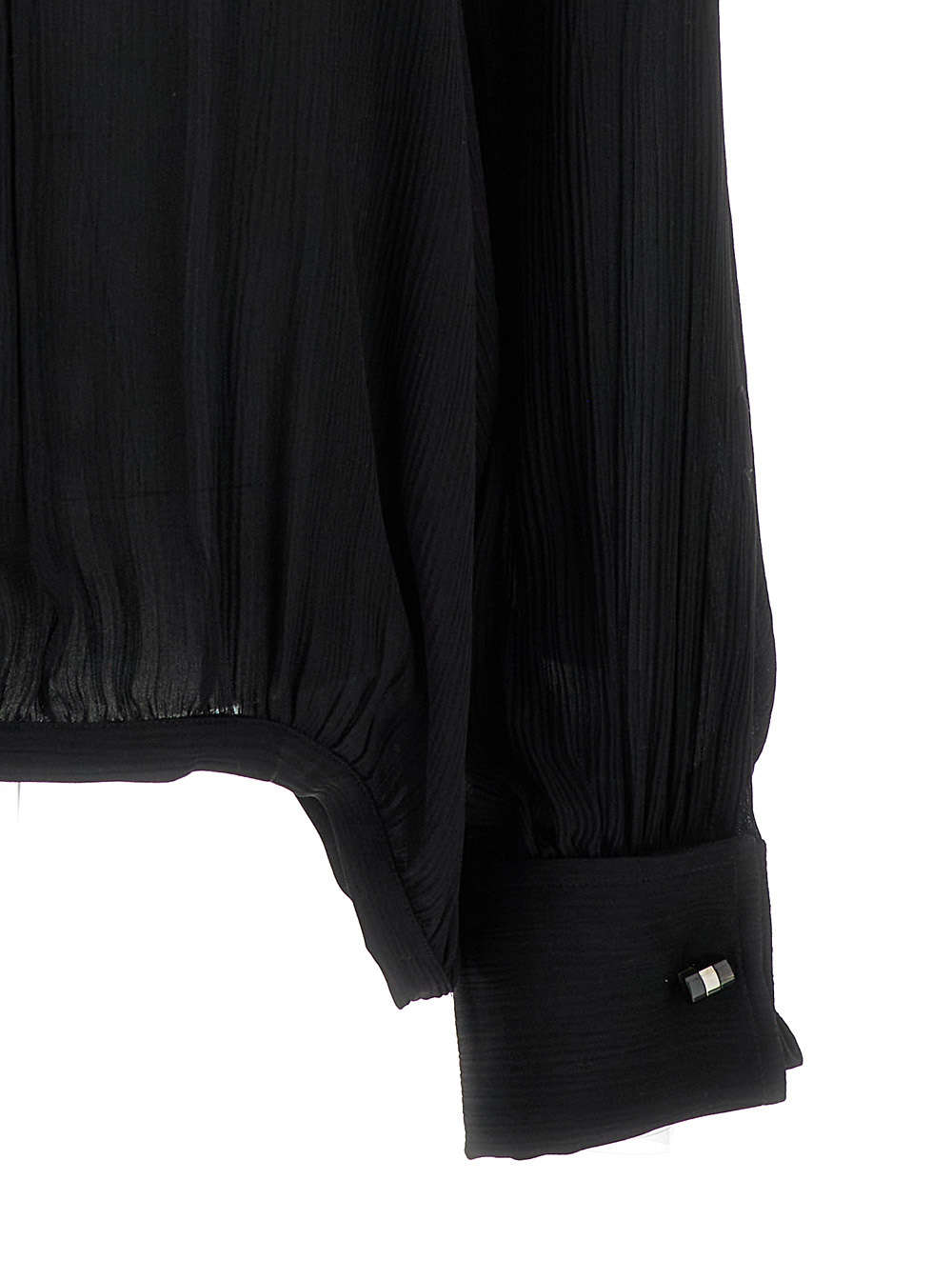 Max Mara Black Creponne Crew Neck Blouse In Silk Woman In Black