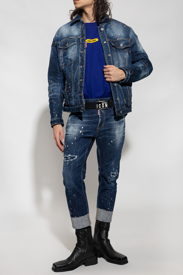 Dsquared2 Logo-stamp Cottont-shirt In Blue