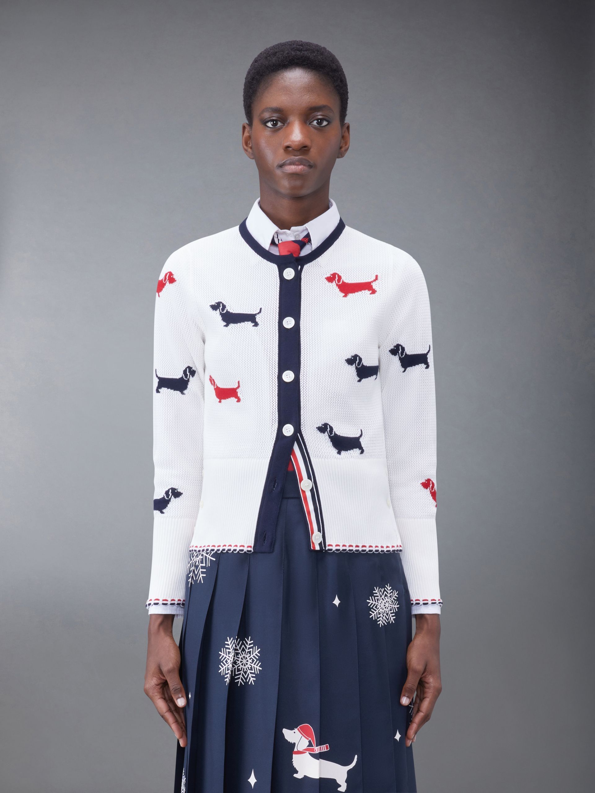 Thom Browne Intarsia-knit Hector Cotton Cardigan In White